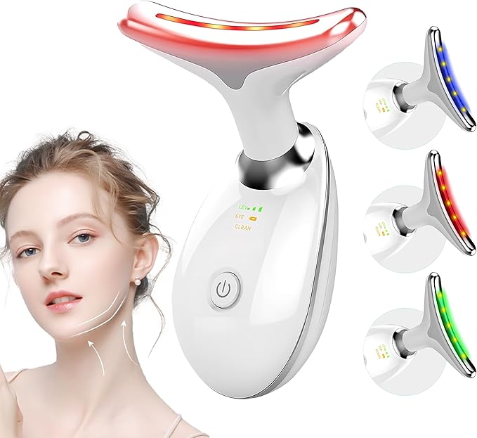 Red Light Therapy for Face, LED Facial & Neck Contouring Device, Face Massager for Reduce Fine Lines & Double Chin, Rejuvenate, Face Lift & Neck Tightening - at Home Daily Skin Care Sculpting Tool
