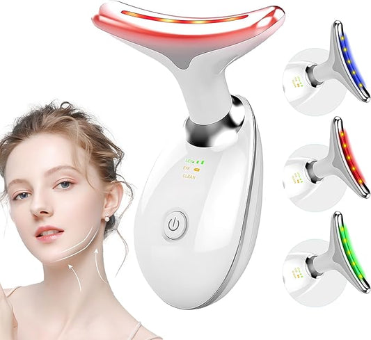 Red Light Therapy for Face, LED Facial & Neck Contouring Device, Face Massager for Reduce Fine Lines & Double Chin, Rejuvenate, Face Lift & Neck Tightening - at Home Daily Skin Care Sculpting Tool