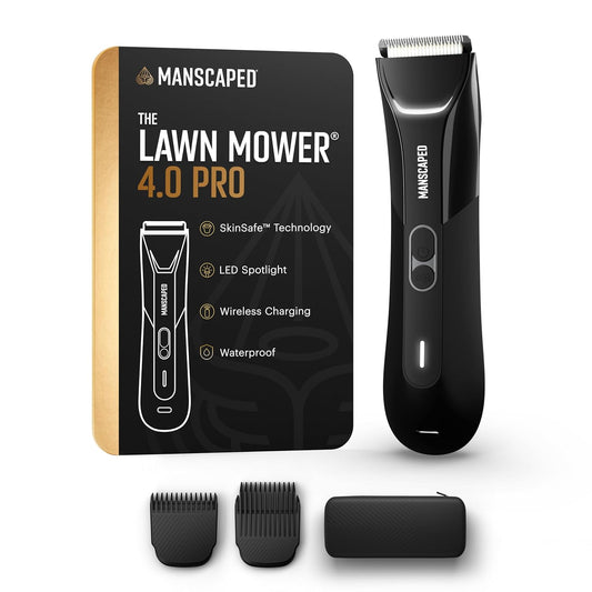 MANSCAPED® The Lawn Mower® 4.0 PRO - Groin & Body Hair Trimmer, Updated SkinSafe® Trimmer Blade, Waterproof Wet/Dry Groomer, USB-C & Wireless Charging Compatible, Men’s Ball Shaver with Travel Lock