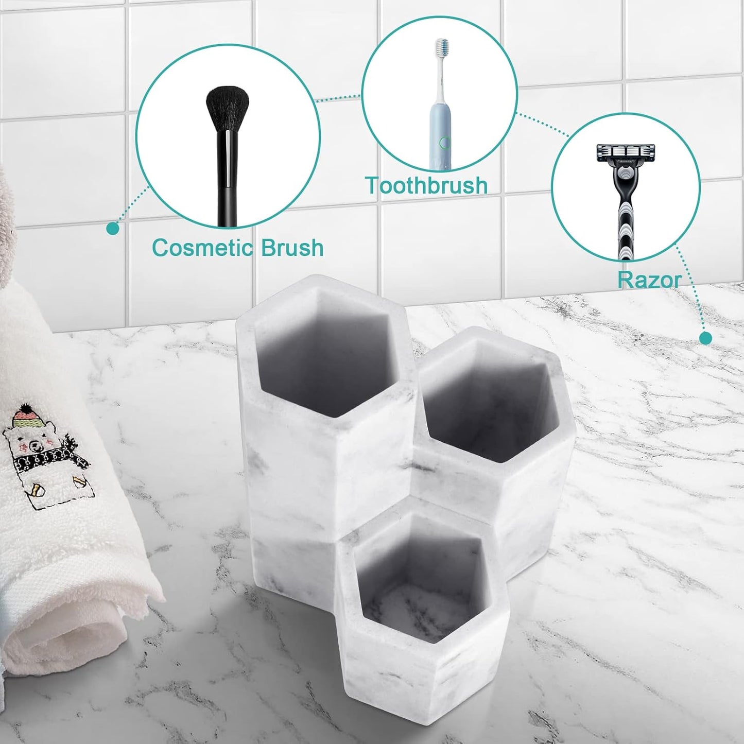 Toothbrush Holders for Bathrooms Toothpaste Holder Stand Bathroom Organizer for Toothbrush Makeup Brushes Holder