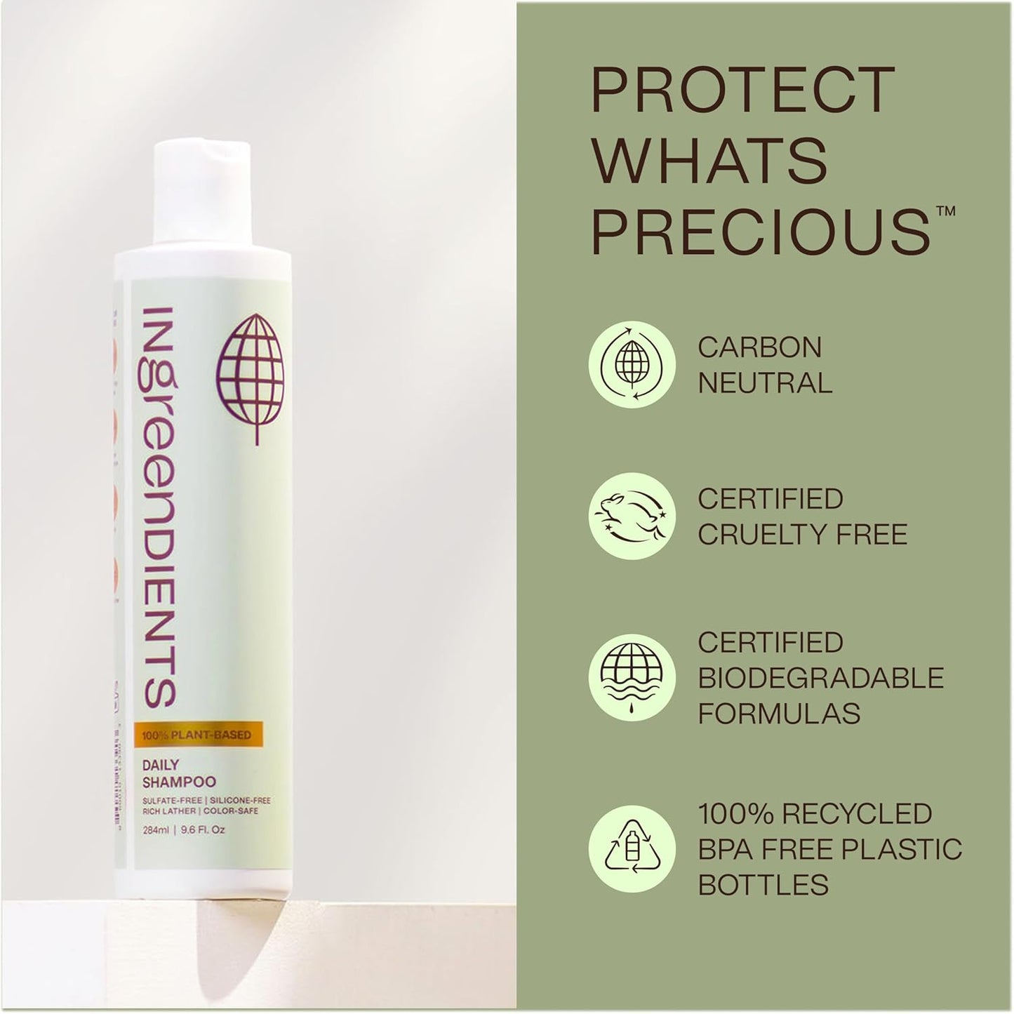 Non Toxic Vegan Shampoo with Organic Ingredients, Apple Cider Vinegar & Tea Tree Oil - Sulfate Free, Color Safe, Paraben Free, Gluten Free, Cruelty Free, pH Balanced (2-Pack)