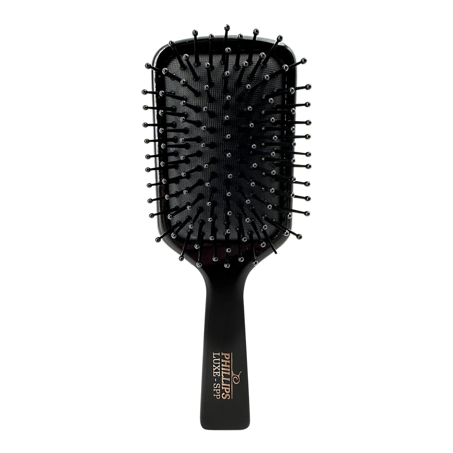 Phillips Brush Luxe Square Paddle Purse Sized Hair Brush, Sleek Black Color with Gold Accents – 7 inch Detangler Paddle Brush from the Luxe Series by Phillips Brush