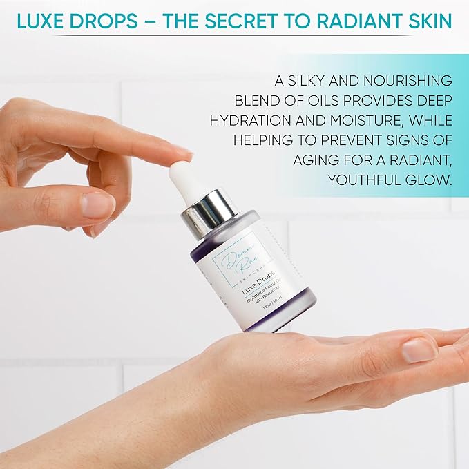 Luxe Drops Nighttime Facial Oil for Dry Skin with Bakuchiol Retinol Alternative, Face Oil for Women Anti Aging, Lightweight, Moisturizing Face Care for Dry Skin