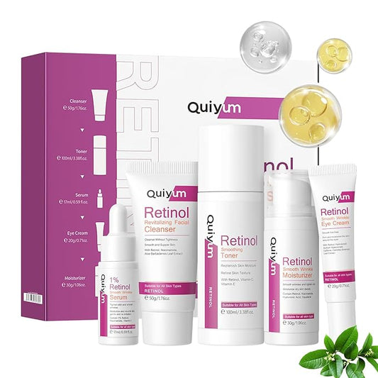 Retinol Skin Care Set, 5 In 1 Skincare Beauty Gifts Sets with Retinol Serum, Moisturizer, Eye Cream, Cleanser, Toner, Anti Aging Skincare Kit for Women, Mother Day