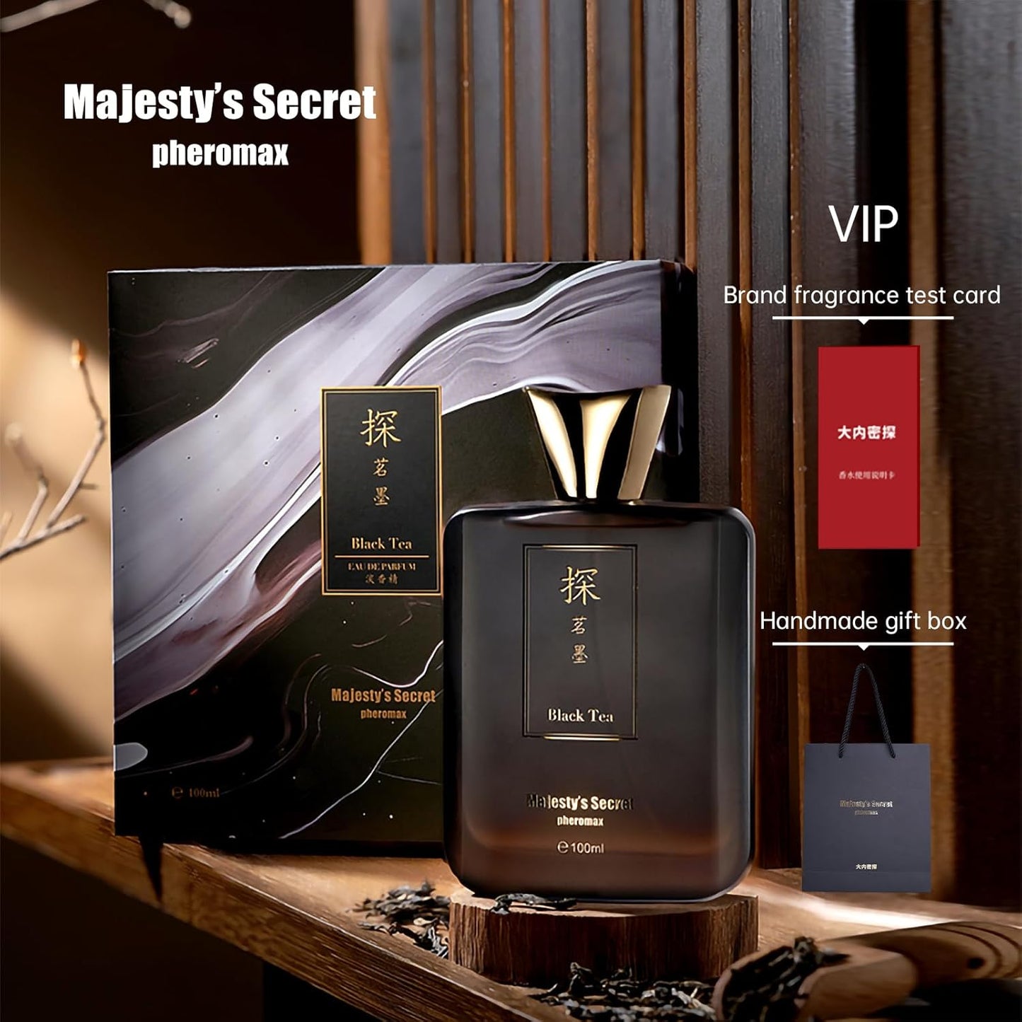 MAJESTY'S SECRET PHEROMAX Cologne for Men – 3.4 fl oz Eau De Parfum Spray, Long Lasting Premium Men’s Cologne with Masculine Scent, Luxury Gift for Boyfriend, Husband, or Dad (TAN Black Tea)