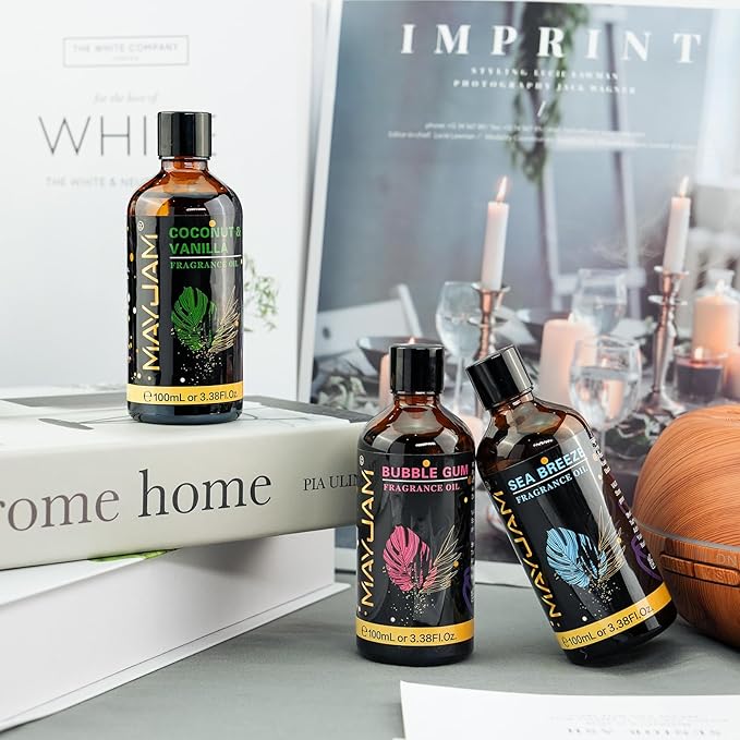 Coconut & Vanilla Fragrance Oils Essential Oil - Coconut & Vanilla Oil for Diffusers, 3.38FL.OZ/100ML Large Volume Fragrance Oil with Premium Glass Dropper