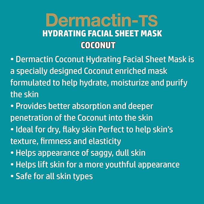 Dermactin-TS Hydrating Coconut Facial Sheet Mask (3-Pack)