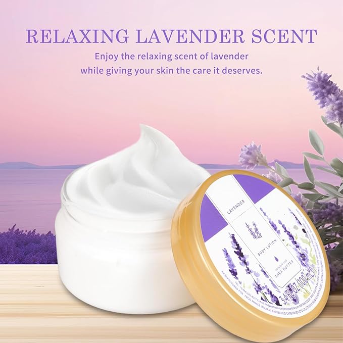 Princess Belle Lavender Body Lotion, Travel Size Body Lotion for Women and Men Dry Skin, Deep Moisturizing and Hydrating with Natural Shea Butter, Smell Good, 100ml(3.4floz)