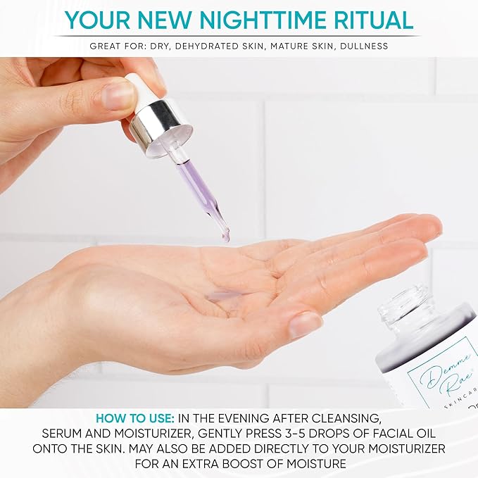 Luxe Drops Nighttime Facial Oil for Dry Skin with Bakuchiol Retinol Alternative, Face Oil for Women Anti Aging, Lightweight, Moisturizing Face Care for Dry Skin