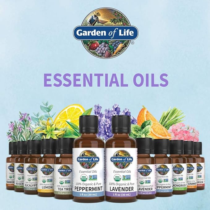 Garden of Life Essential Oil, Lavender 30 ml, USDA Organic & Pure, Clean, Undiluted & Non-GMO - for Diffuser, Aromatherapy, Meditation, Skincare, Sleep - Calming, Relaxing, Soothing, 1 Fl Oz