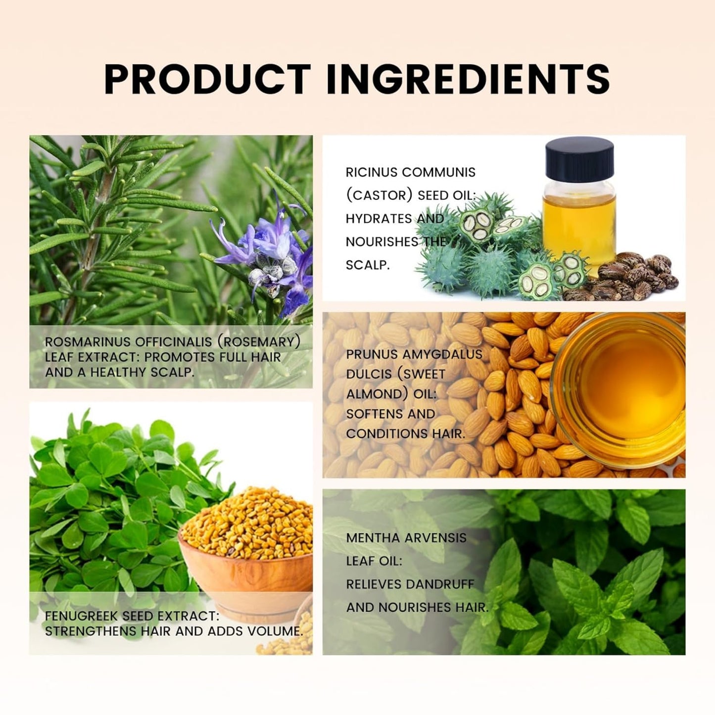 Rosemary & Fenugreek Hair Oil for Hair Growth, Volumizing & Strengthening - All Hair Types | Natural Nourishing Formula 120mL