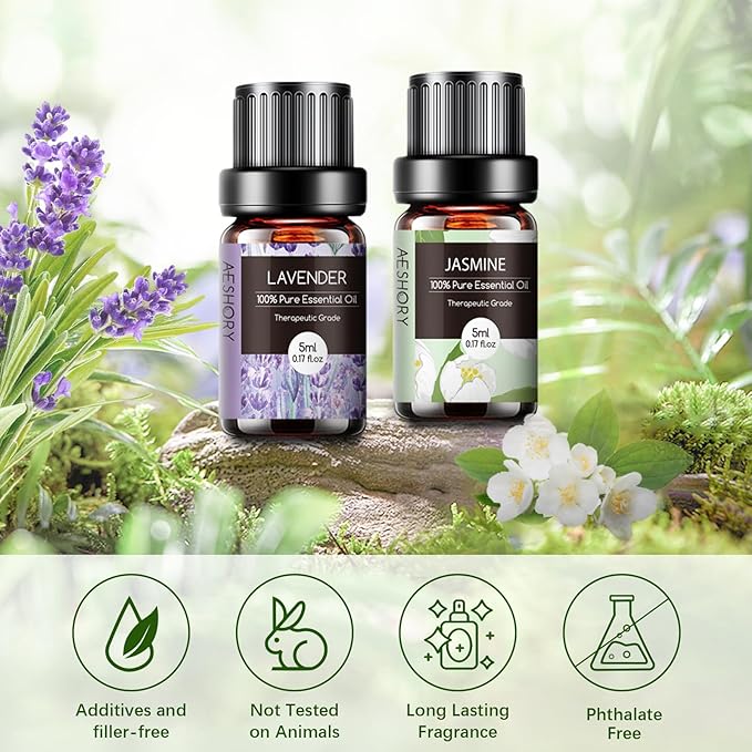 Essential Oils Set - 12 Pcs Aromatherapy Essential Oil Kit for Diffuser, Humidifier, Aromatherapy, Massage, Soap, Candle Making (5mL)