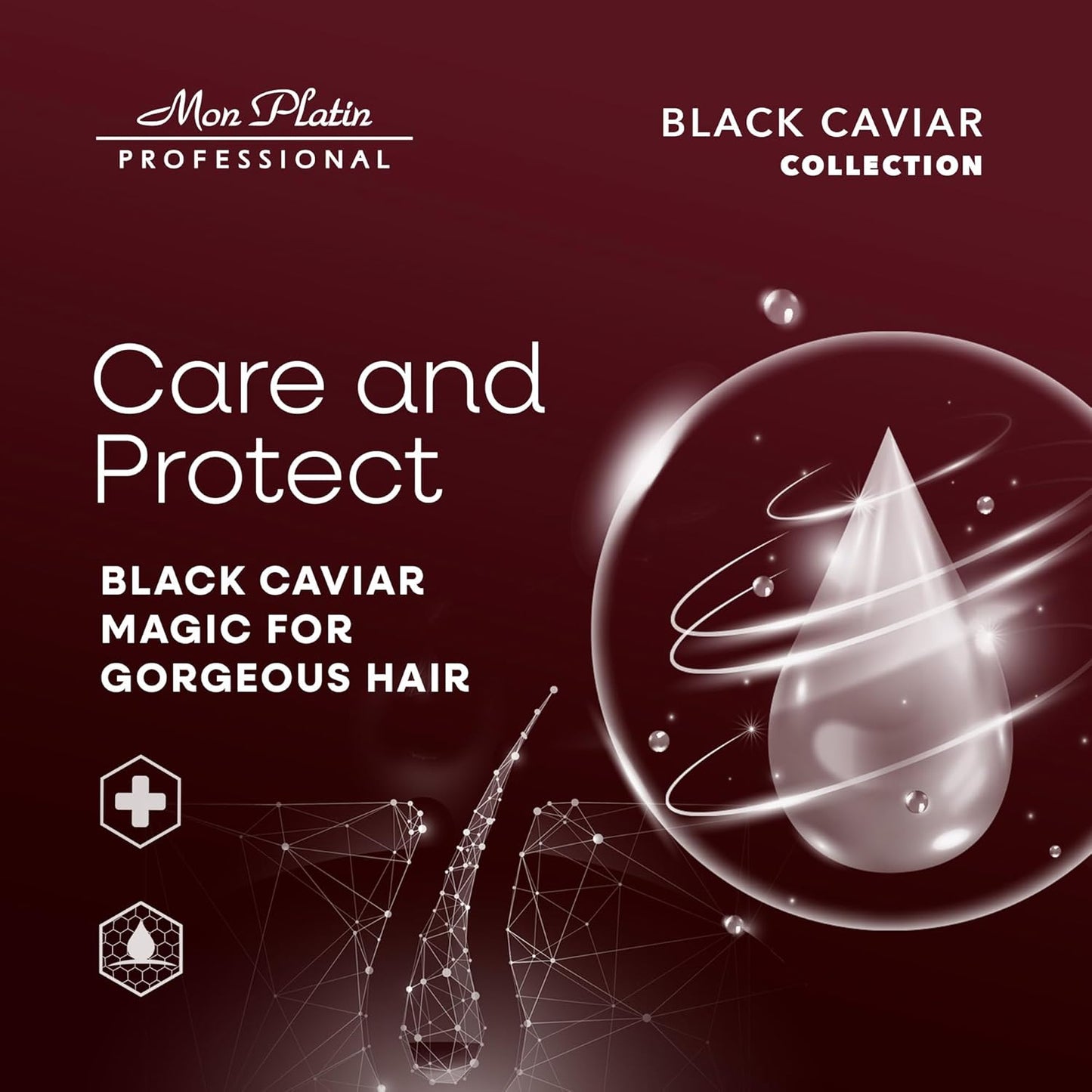 Mon Platin Professional Black Caviar Volumizer Hair Shampoo - For Fine, Thin, Fragile Hair - Enriched with Black Caviar, Hair Shampoo for Damaged hair, Volume Shampoo, SLS/Salt Free 500ML