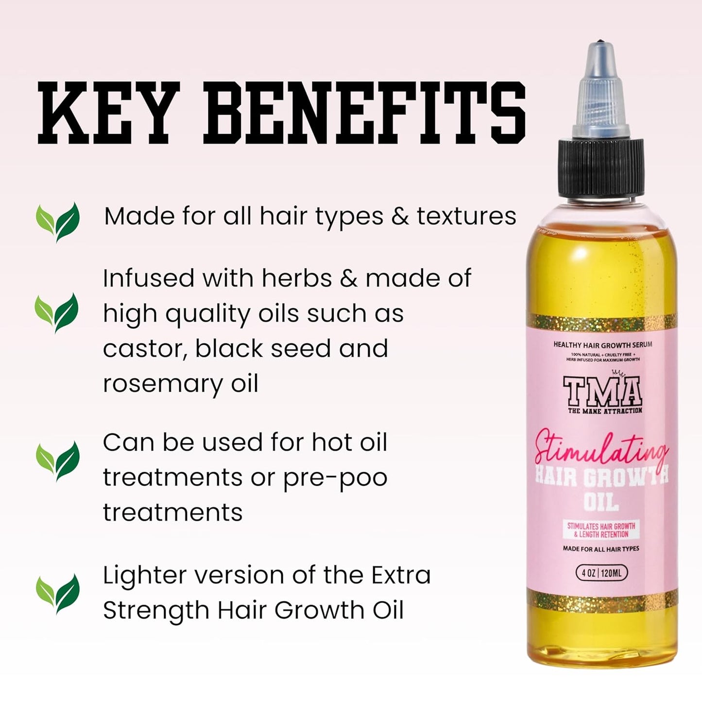 The Mane Attraction Hair Oil for All Hair Types, Infused with Rosemary Oil, Castor Oil & Black Seed Oil - Stimulating Hair Growth, Seals in Moisture, Soothes Irritated Scalp - 4 Fl Oz