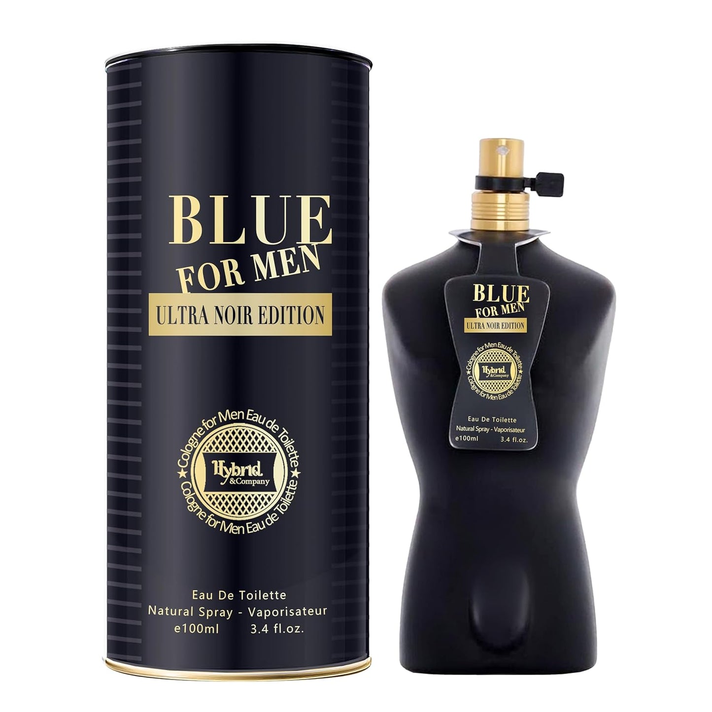 Hybrid & Company Blue For Men Ultra Noir Eau De Toilette Vaporisateur Natural Spray 3.4 Fl Oz