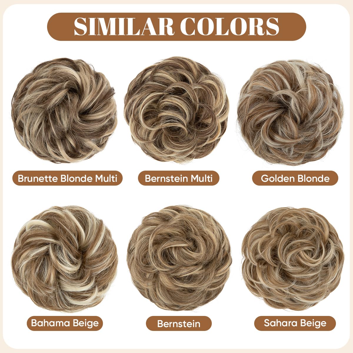 CJL HAIR Large Messy Bun Hair Piece Wavy Curly Scrunchies Synthetic Chignon Ponytail Hair Extensions Thick Updo Hairpieces for Women Bernstein Multi
