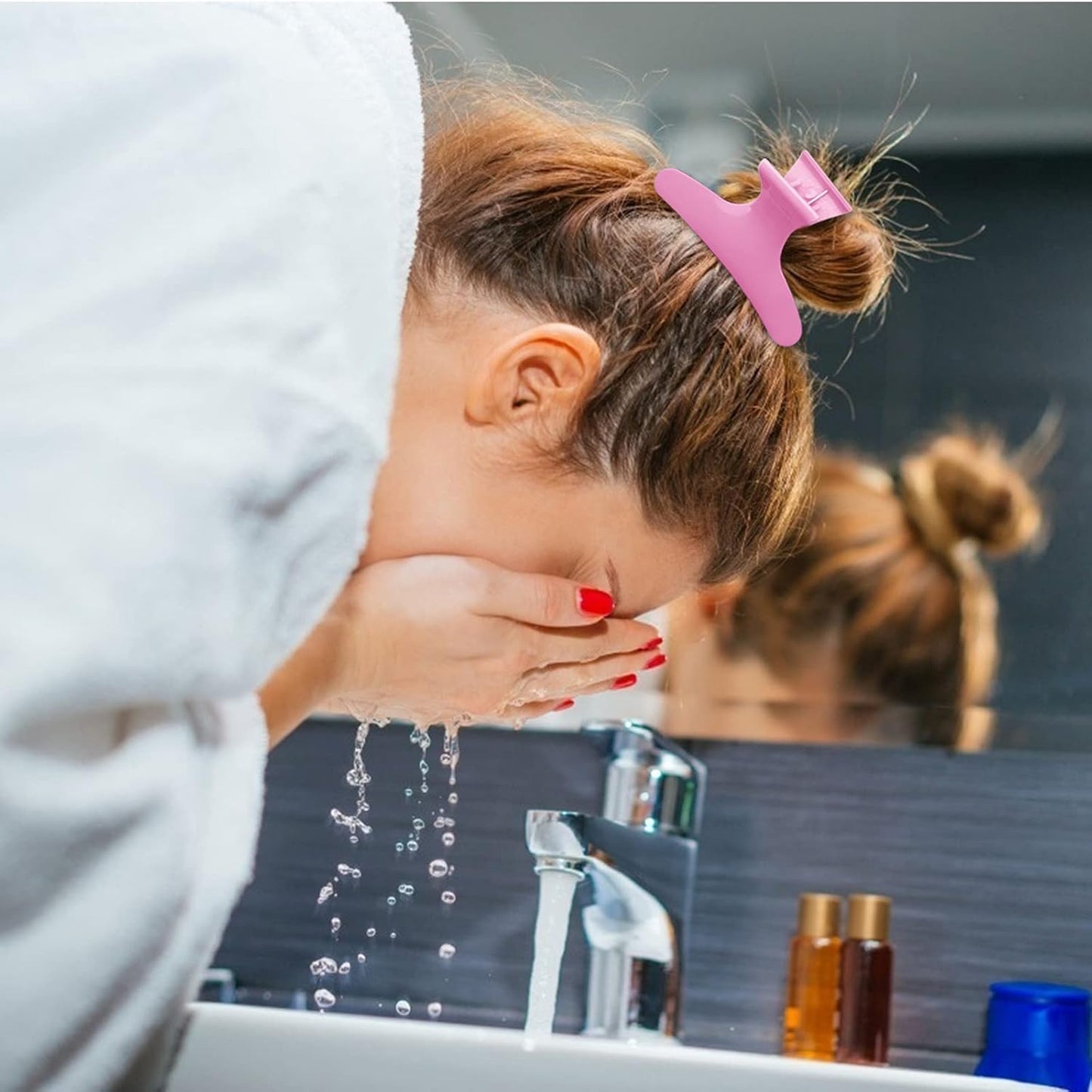 Ondder 12 Pack PInk Butterfly Hair Clamps Clips Hair Claw Clips Pro Salon Clip for Styling, Sectioning, Cutting, Coloring Hair Clips Hairdressing Salon Tool Hair Accessories for Women Girls