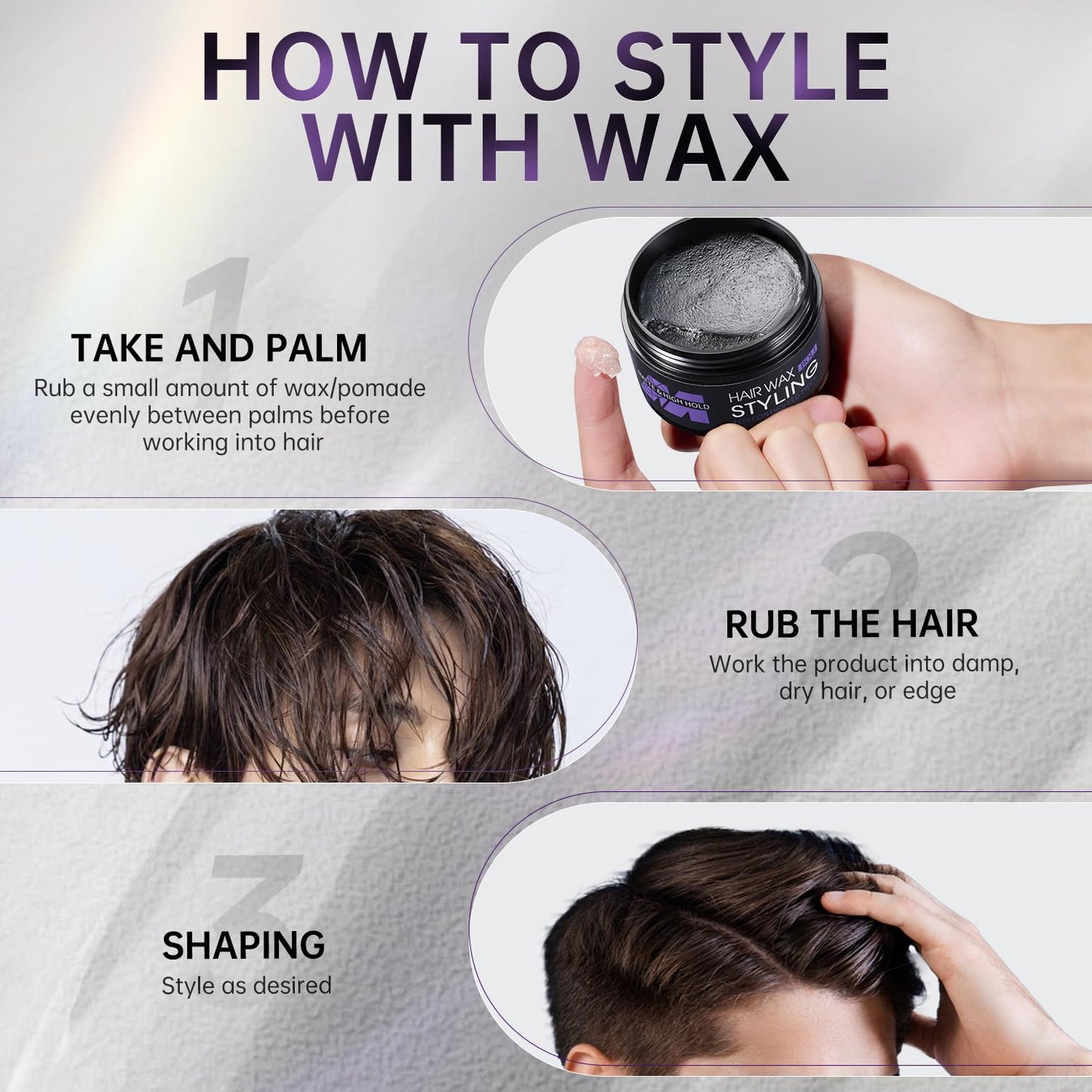 BOLI Hair Styling Wax for Men, All Day Strong Hold Gel, Texturizing & Matte Finish, Styling Pomade for Medium, Thick, Straight, or Wavy Hair (100g)