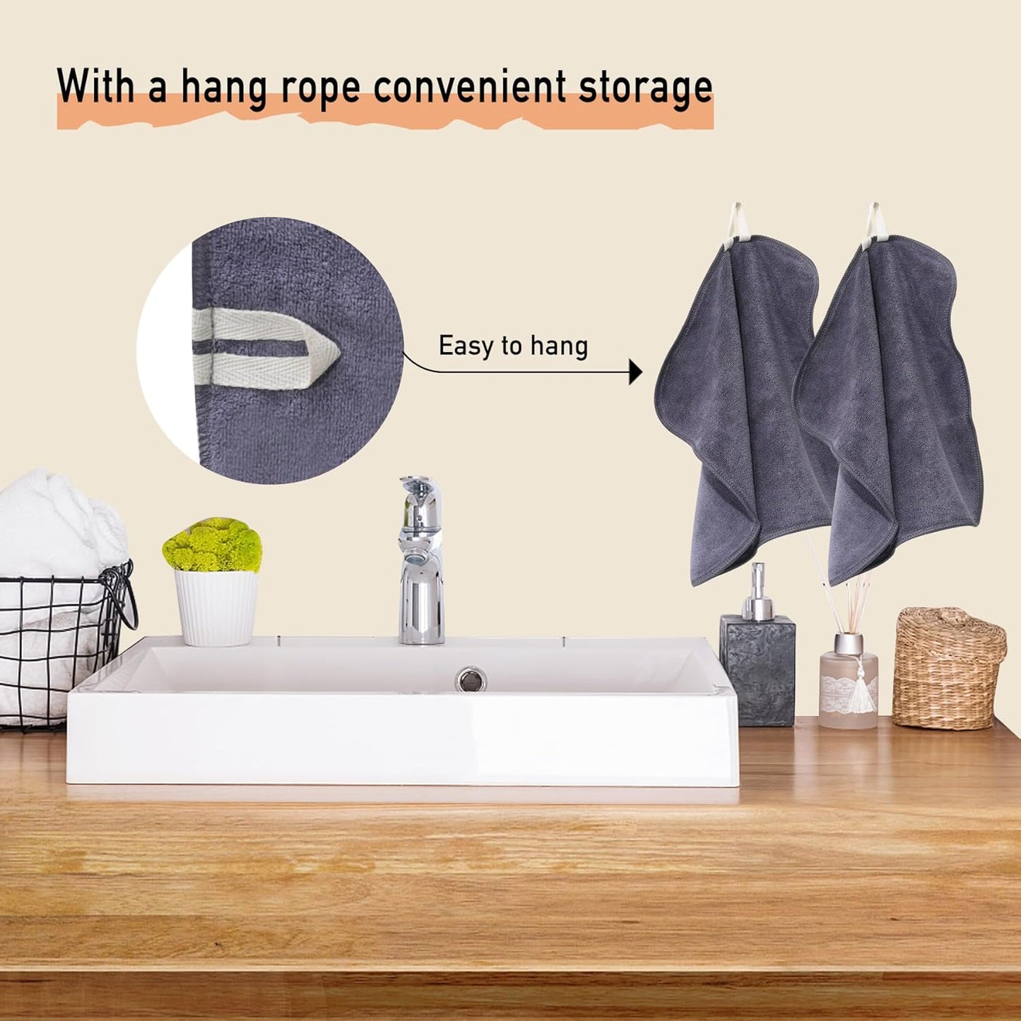 Makeup Remover Cloth, 12 x 12 Inch Microfiber Makeup Remover Towels Erase Makeup with Just Water, Reusable Grey Microfiber Face Towels Washcloths