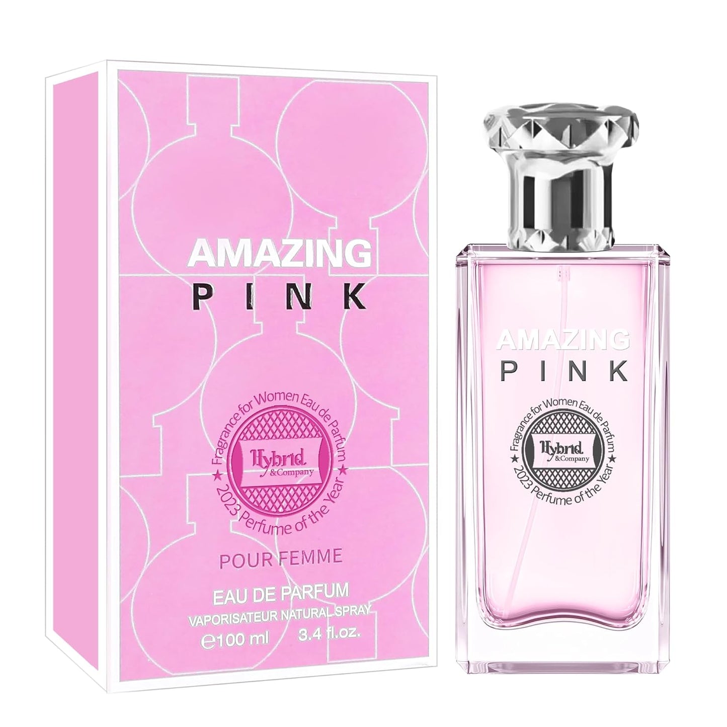 Hybrid & Company Amazing Pink Pour Femme Eau De Parfum Natural Spray Vaporisateur,3.4FL.OZ