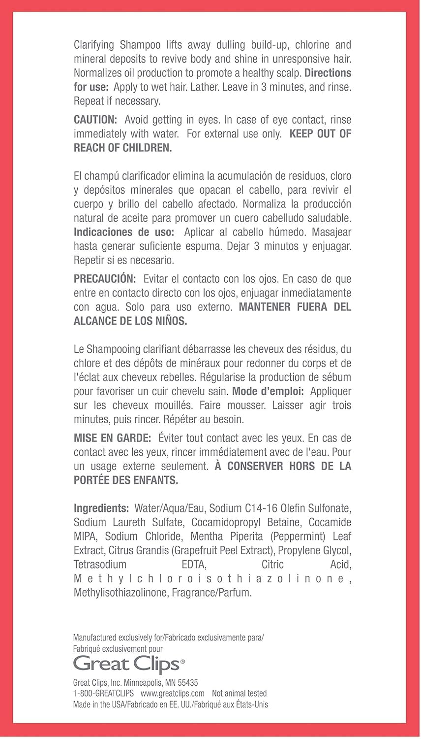 GREAT CLIPS Solutions Clarifying Shampoo 32 fl oz | Removes Build-up | For All Hair Types | Great for Swimmers