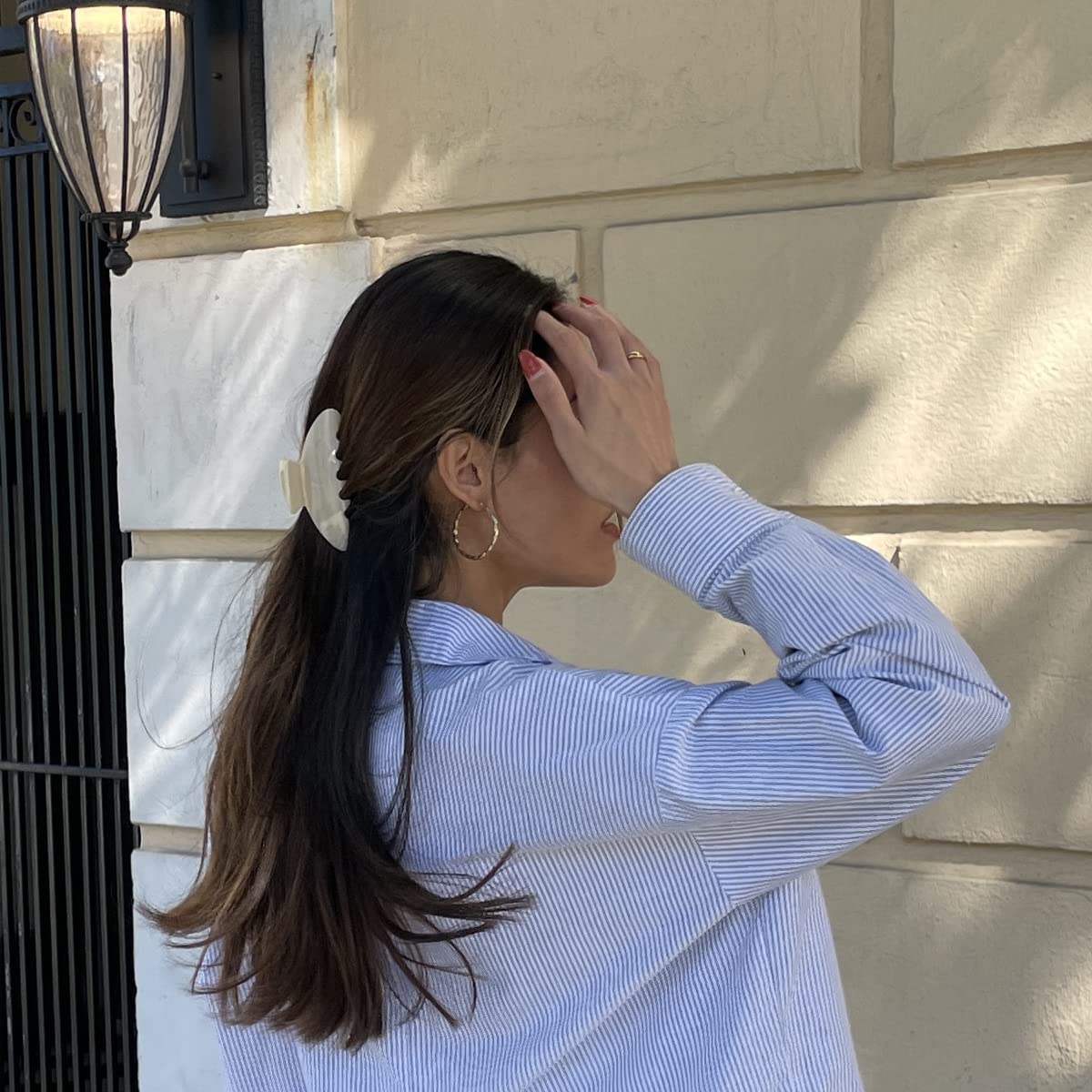 Premium Durable Acetate Hair Claws - Large 4 Inch No-Slip Claws for Thick Hair | 1 Piece (Creme)