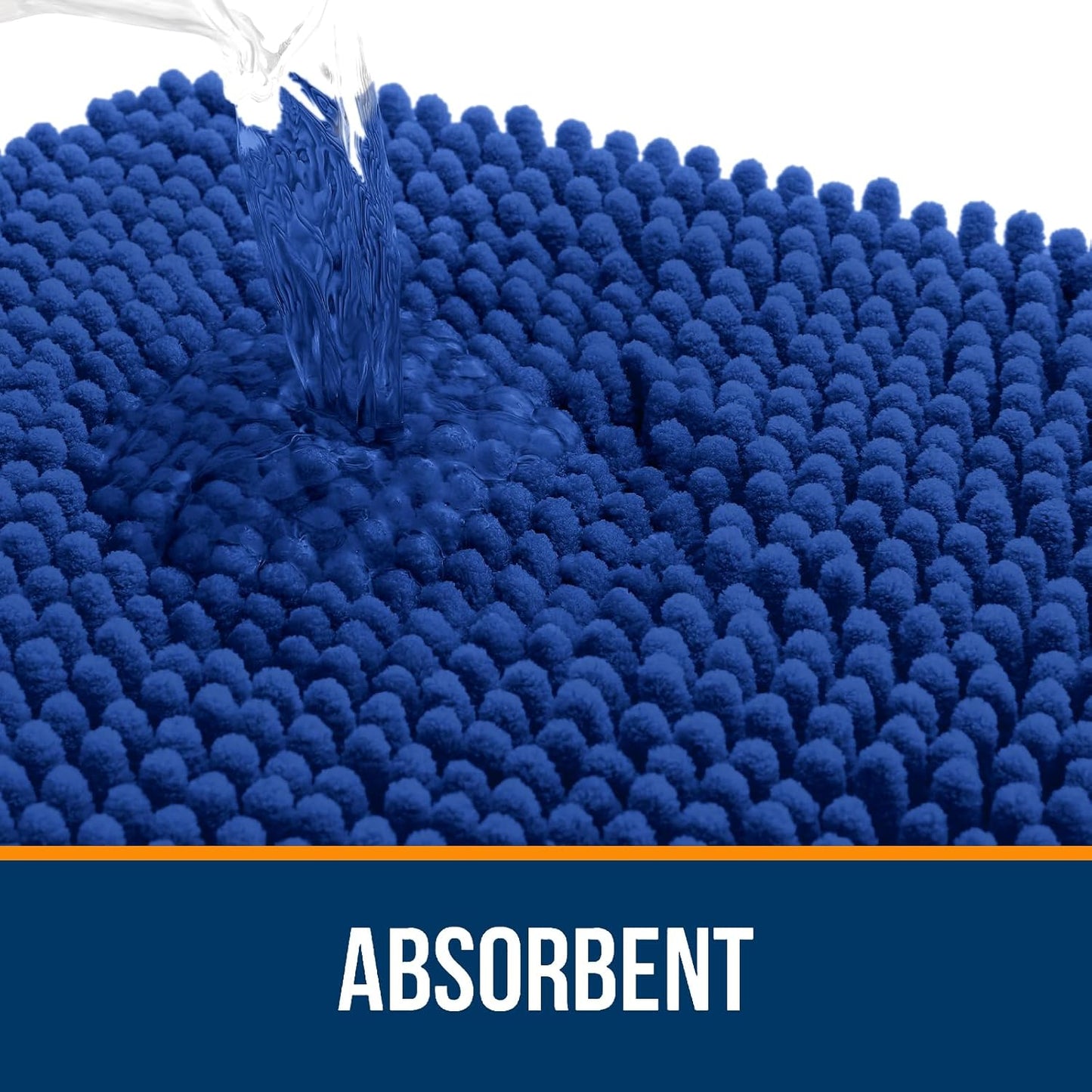 OLANLY Bathroom Rugs 59x20, Extra Soft Absorbent Chenille Bath Rugs, Rubber Backing Quick Dry, Machine Washable Bath Mats for Bathroom Floor, Tub and Shower, Home Decor Accessories, Royal Blue