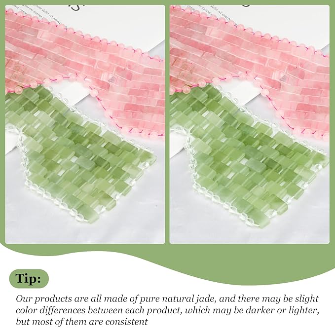 Natural Jade Eye Mask and Rose Quartz Eye Mask Set - Soothing & Relaxing Alleviate Puffiness and Migraines with Cooling and Warming Therapy (2 Pcs)