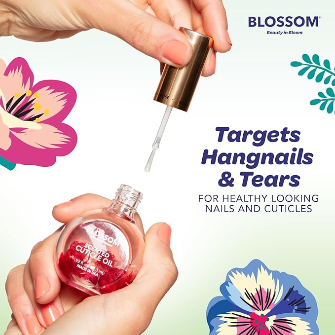 Blossom Cuticle Oil for Nails, Hydrating, Moisturizing, Scented Nail Oil Cuticle Care, Infused with Real Flowers, Made in USA, 0.5 fl. oz, Jasmine