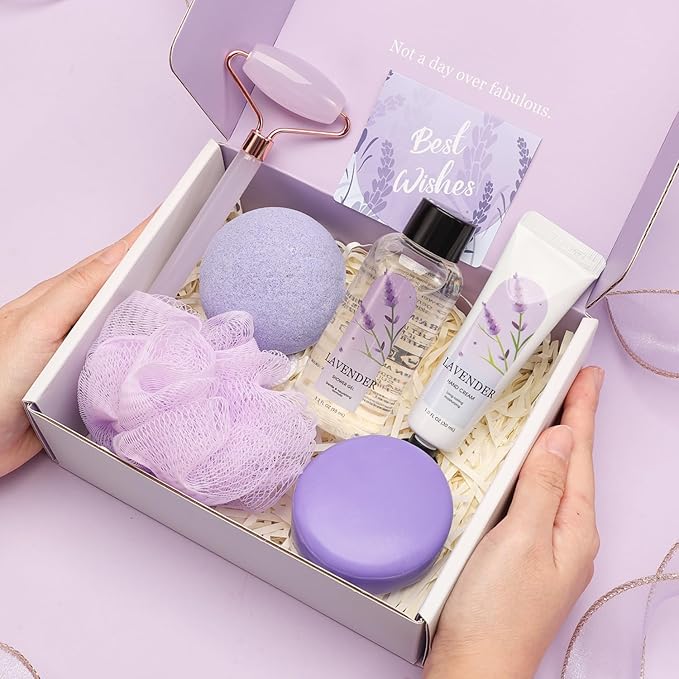 Gift Set for Women,Muse lagoon Lavender Relaxing Bath and Body Gift Baskets Self Care Gift Ideas Birthday Gifts Mothers Day Gifts