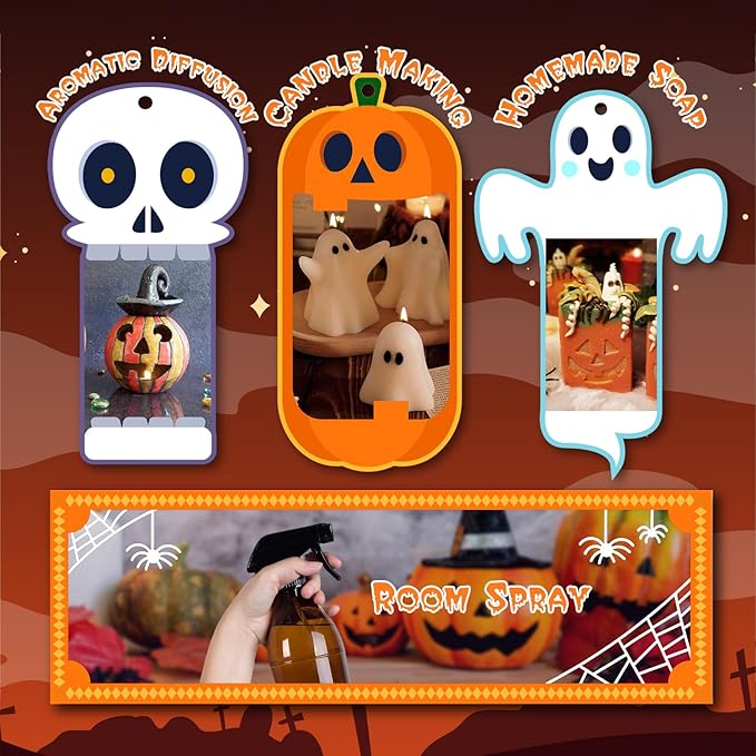 Halloween Fragrance Oils Set, ARVIDSSON Halloween Essential Oils for Candle Making, Spooky Scented Oil for Diffuser, Pumpkin Pie, Candy Corn, Snickerdoodle, Caramel Apple, Spooky Spices, Apple Cider