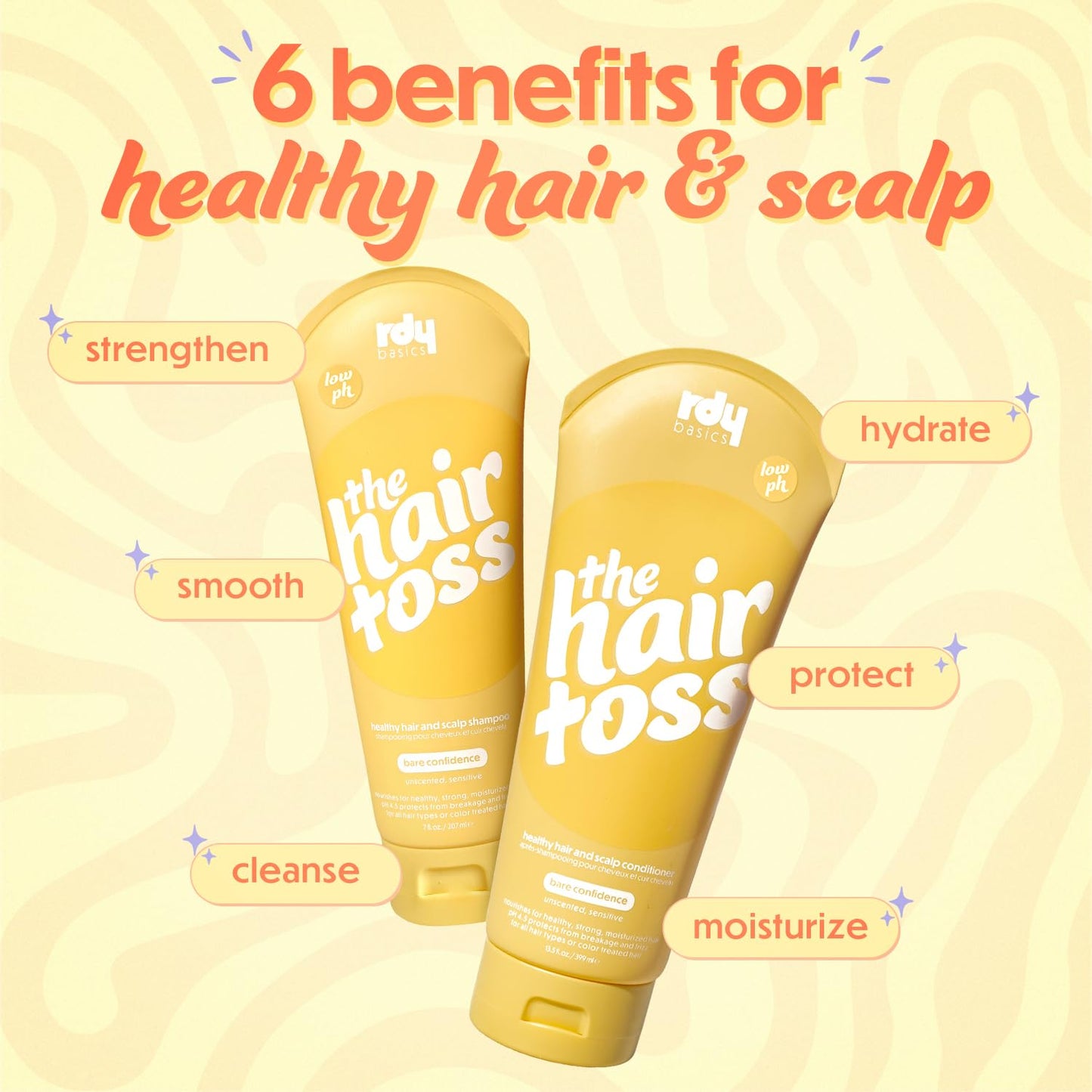 The Hair Toss Men & Women Shampoo And Conditioner Set 13.5floz/7floz - Unscented - Formulated 4.5pH Moisturizing Paraben and Sulfate Free Shampoo and Conditioner Set, Hair Care Sets