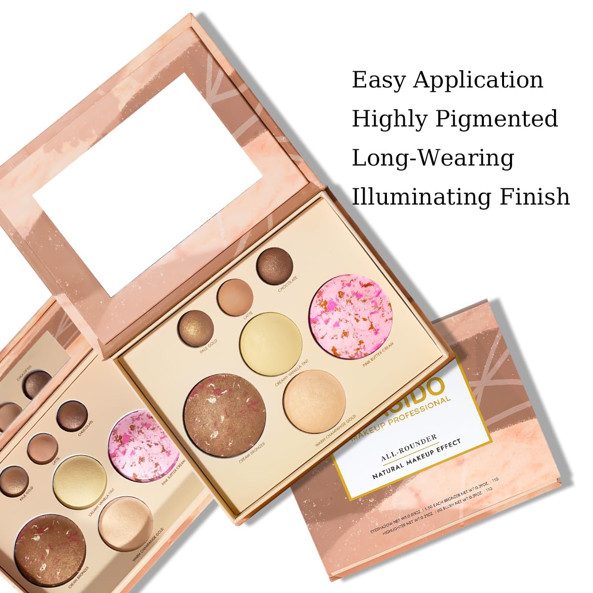 Velvety Smooth Baked Palette, Multi-purpose, Highly Pigmented Palette with Bronzing Powder, Eyeshadows and Blushes, Waterproof, Vegan & Cruelty-free.