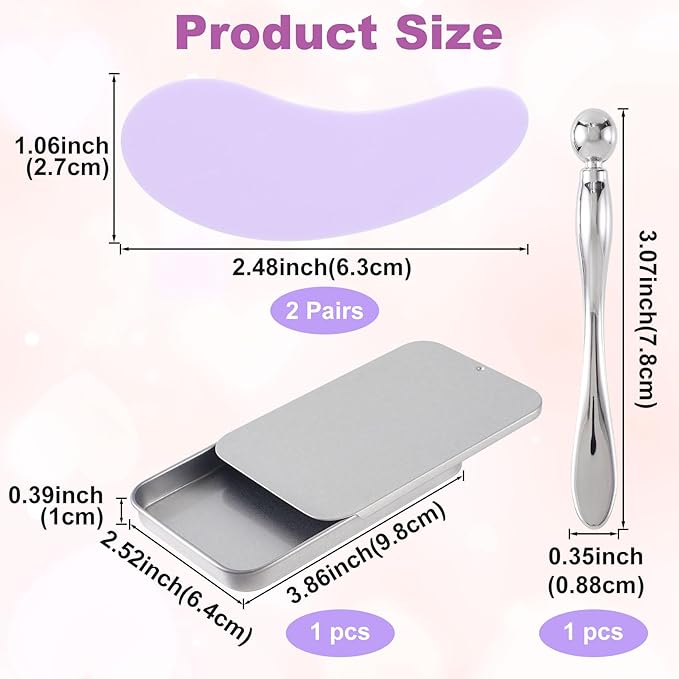 Joez Wonderful Under Eye Patches 2 Pairs, Silicone Reusable Eye Patches, Under Eye Mask for Skin Care Effect to Reduce Wrinkles & Fine Lines, with Metal Eye Cream Applicator, Tin Case (Purple)