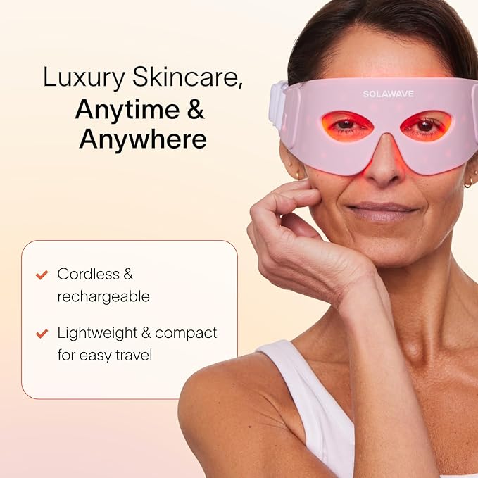 Solawave Eye Recovery Pro | FDA Cleared Red and Infrared Light Therapy for Under-Eye Wrinkles, Forehead Lines, 11s, Crow's Feet, Dark Circles | Anti-Aging Eye Mask with Hands-Free Light