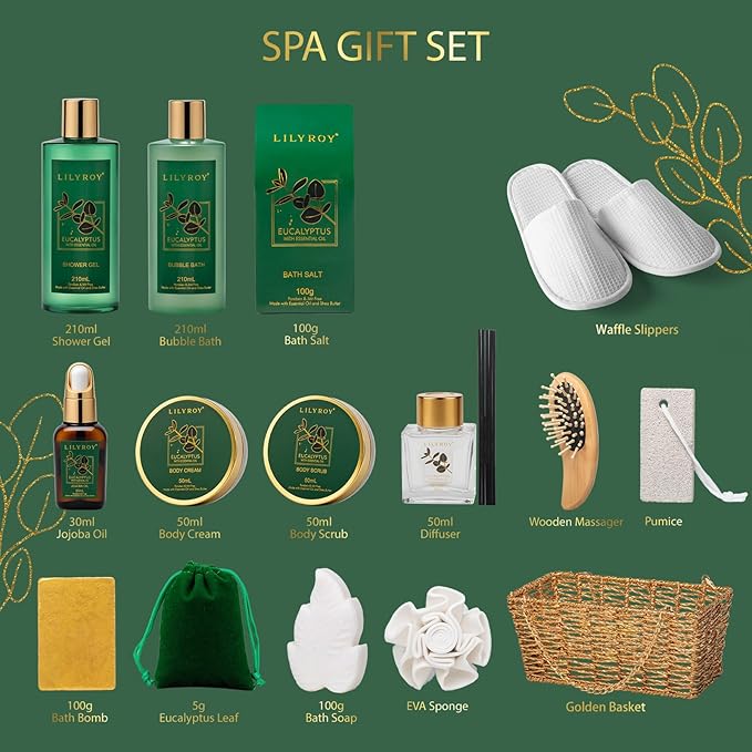 18-Piece Luxury Spa Gift Basket Set for Mothers Day Bath & Body Care Kit for Women & Men Perfect Gift for Christmas Father's Day Birthday with Shower Gel & More Great for Holidays & Special Occasions