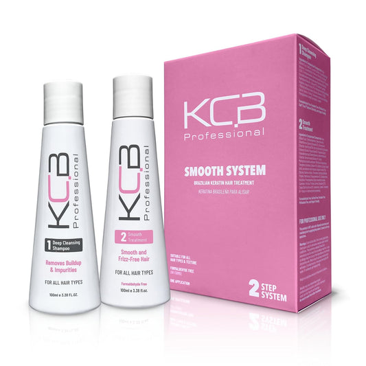 Smooth System, 2 Steps Brazilian Keratin Hair Treatment for Smoothing and Hair Frizz Control, Complex Blowout, Straightening, All Hair Types, Formaldehyde Free, 3.38 Fl oz / 100ml Kit
