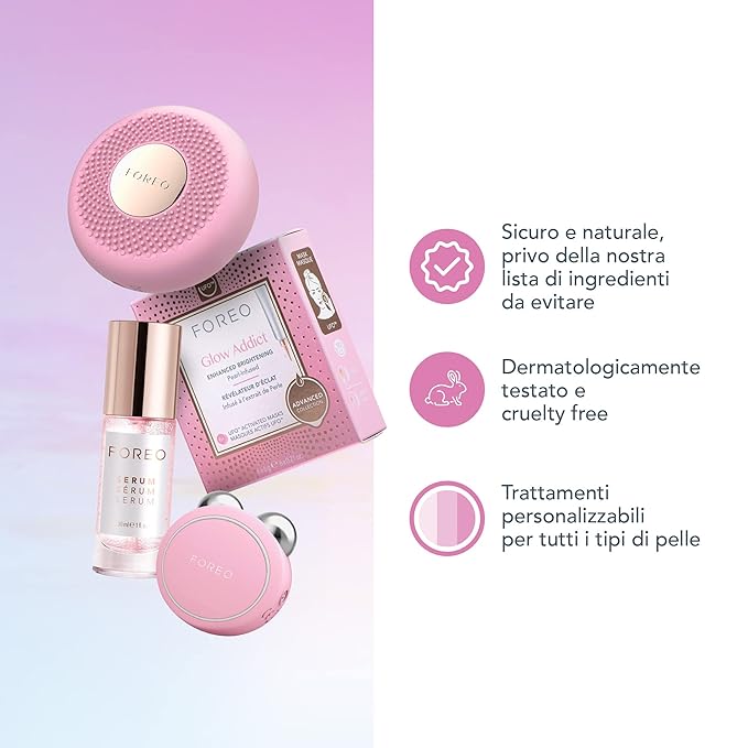FOREO BEAR mini Microcurrent Facial Device + UFO mini 2 Face Mask Treatment + SERUM 1 fl. oz. + 6 UFO Power Activated Masks Skin Supremes Holiday Set