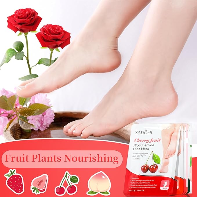 24 Pcs Fruits Beauty Hand Foot Mask Bulk Hydrating Hand Foot Moisturizing Gloves Shea Butter Aloe Mask for Spa Kit Beauty Skincare Gift Beauty Kits for Women