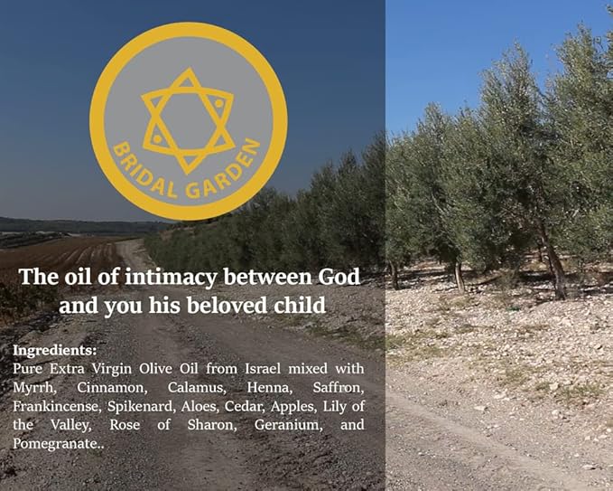 Bridal Garden Anointing Oil from Israel, Holy Spiritual Oils Bottles from Jerusalem Blessed, Handmade with Natural Ingredients and Blessed for Wedding Ceremony, Religious Use, 3.4 Fl Oz