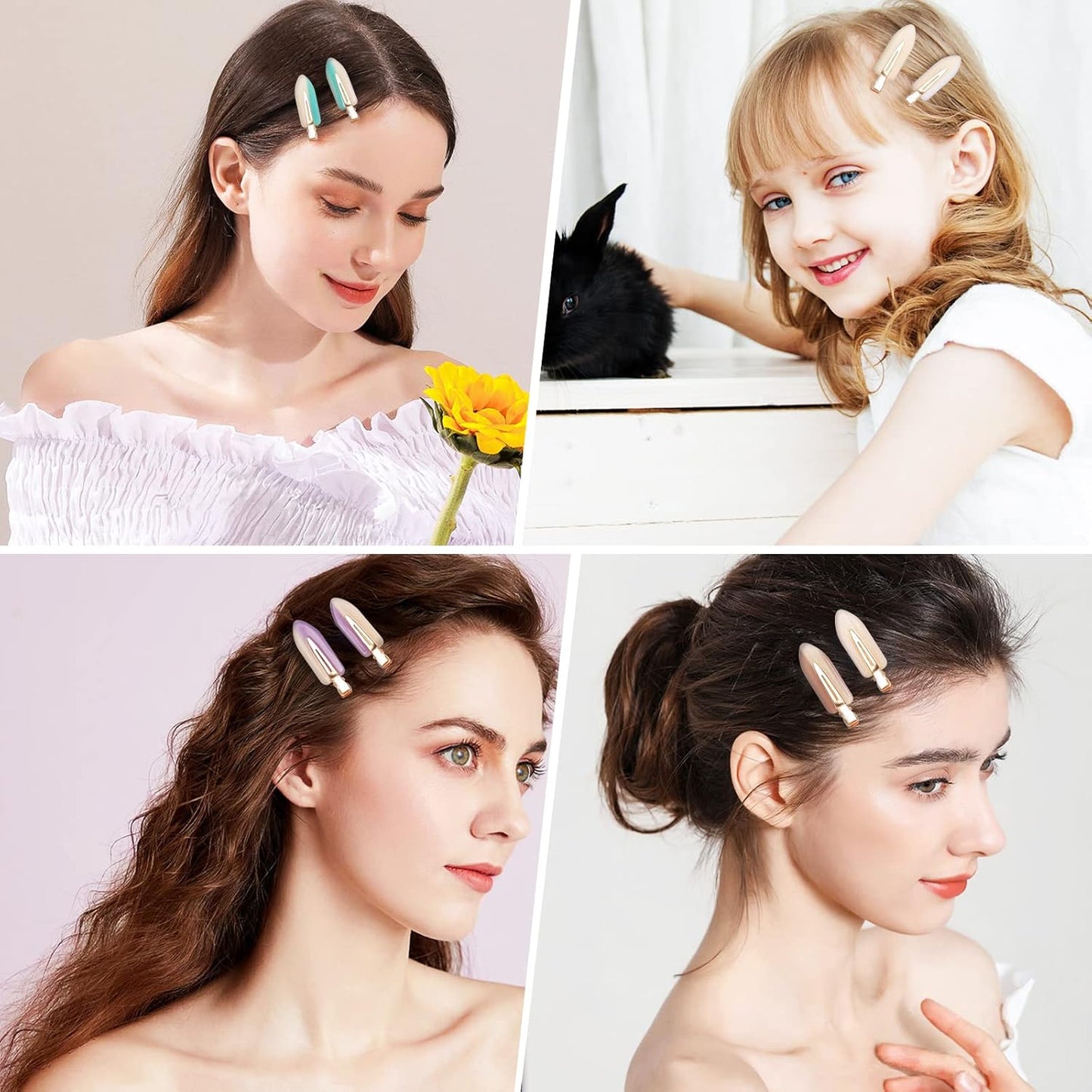 KesaPlan 10PCS No Bend Hair Clips, Acrylic Resin No Crease Hair Clips for Styling, Colorful Creaseless Flat Duckbill Hair Barrette for Makeup Hairstyle Accessories for Women Girls Gifts