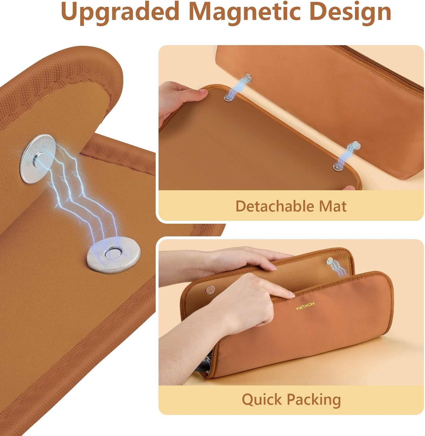 MOKURA Hot Hair Tools Travel Bag with Heat Resistant Mat Removable, Hair Accessories Organizer Case, Women Travel Essentials, Storage Pouch for Curling Iron Straightener Flat Iron Hair Dryer, Brown