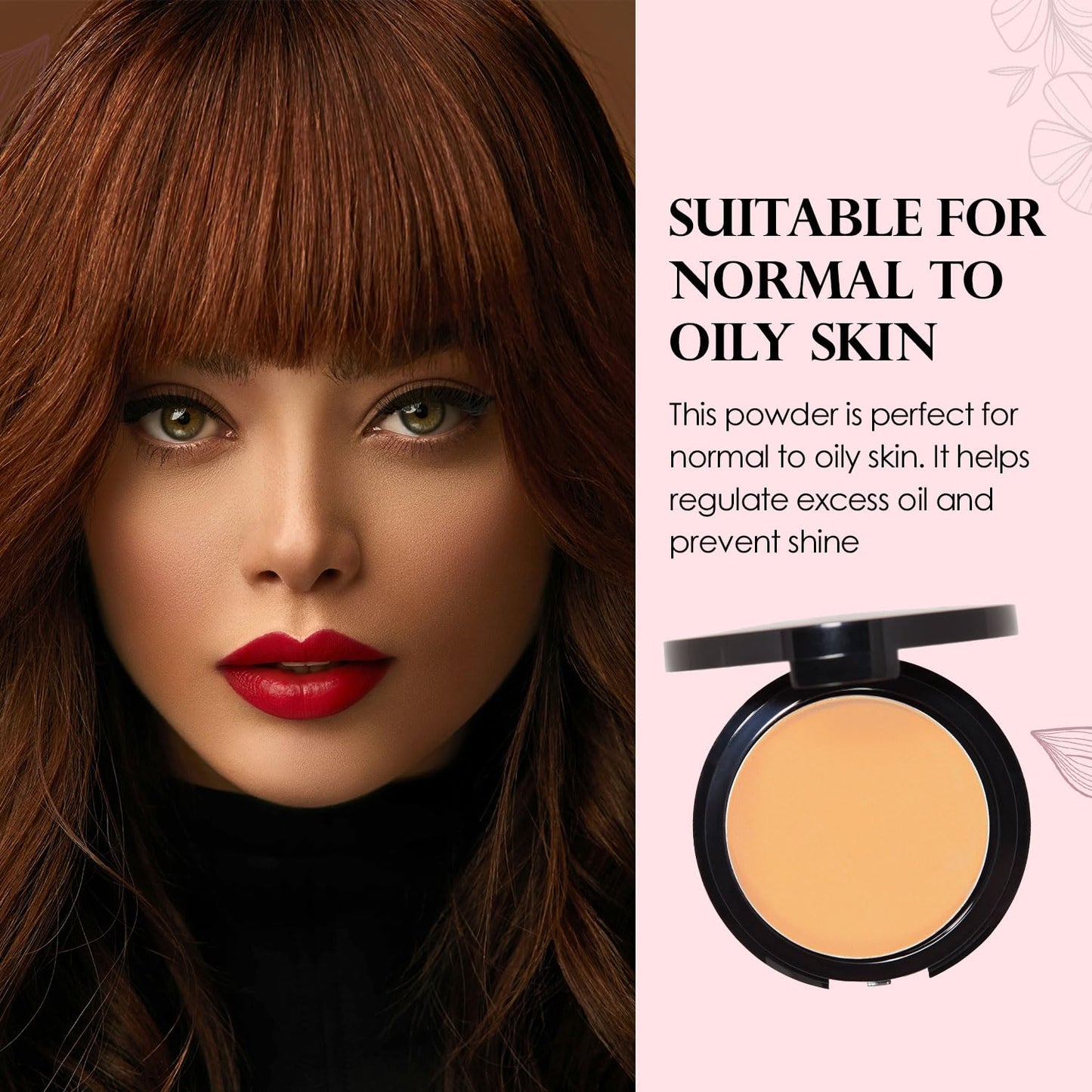 Vera Moore Matte Pressed Powder, Makeup Setting Compact Powder, Face Powder for Full Coverage with Flawless Finish, Shine, Matte Finish for All Skin Types (Buff, 12.5g)