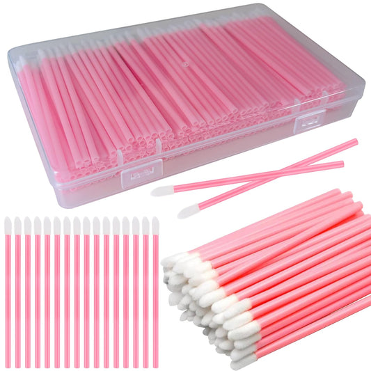 250-Pack Disposable Lip Brush Wands - Flocked Doe Foot Applicators for Lipstick, Gloss & Concealer, Travel-Friendly Makeup Tools with Black Handles (3.54 Inch)