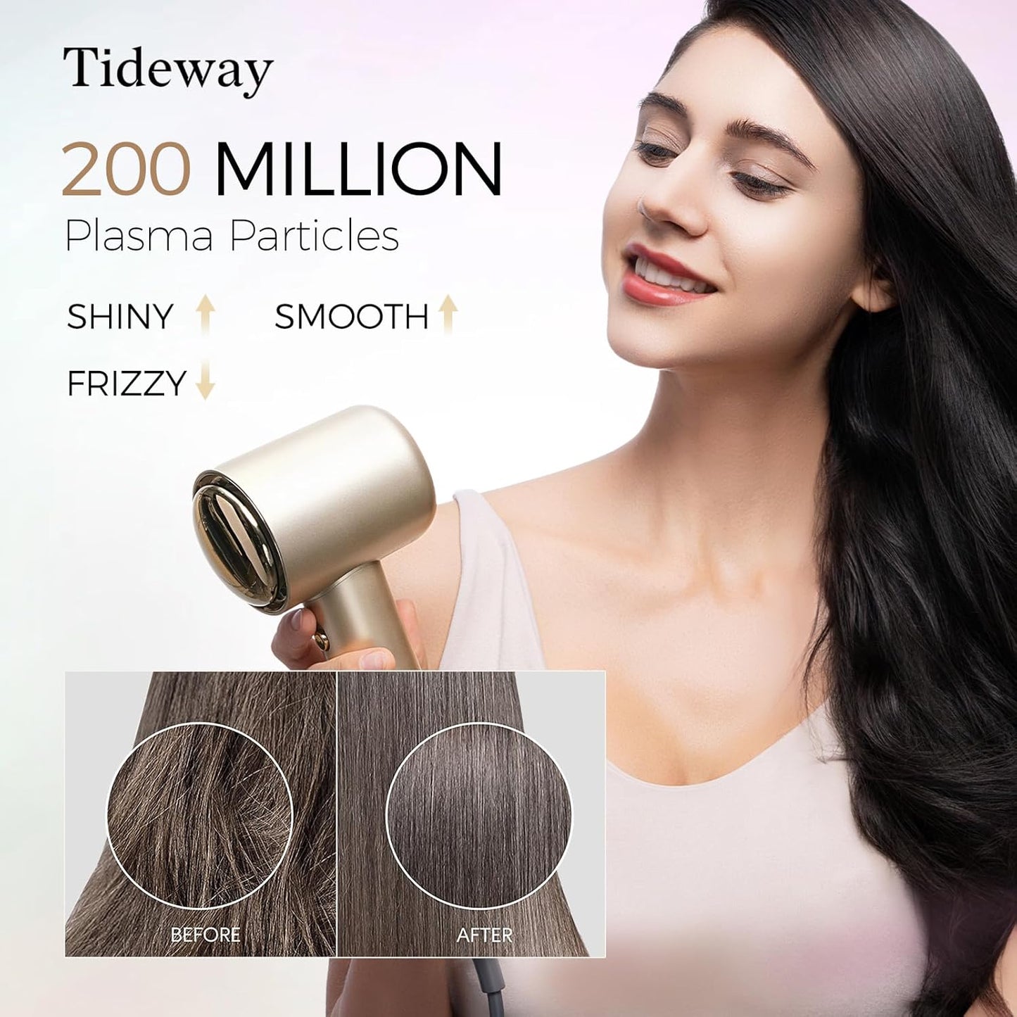Tideway Hair Dryer, Blow Dryer with Diffuser High-Speed Plasma Ionic Low Noise for Fast Drying, Travel Hair Dryer for Women and Man, Curly/Wavy & Long/Thick Color-Treated Hair H11