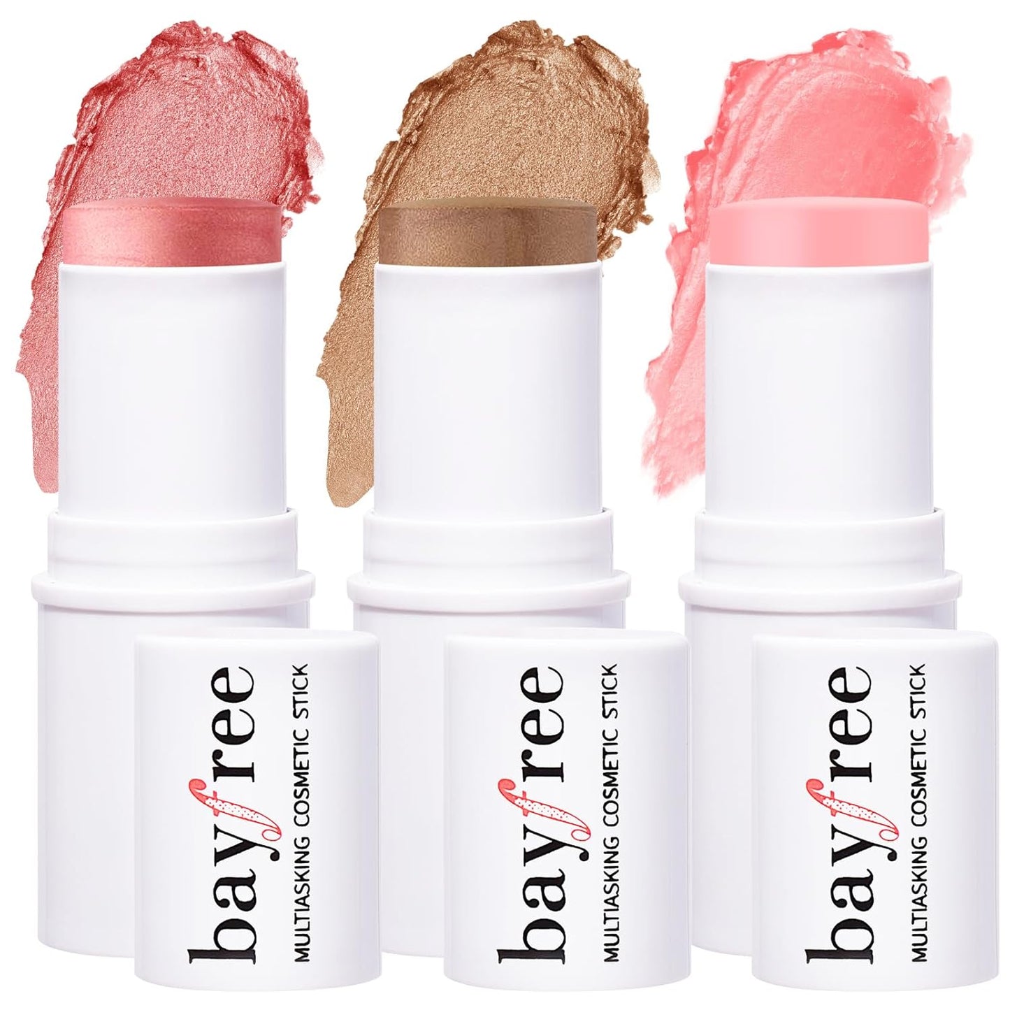 KIMUSE Multi Stick Trio Face Makeup, Cream Blush Stick for Cheeks & Lips, Contour Stick & Highlighter Makeup Sticks for All Skin