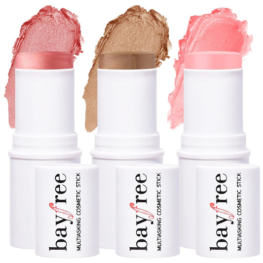 KIMUSE Multi Stick Trio Face Makeup, Cream Blush Stick for Cheeks & Lips, Contour Stick & Highlighter Makeup Sticks for All Skin