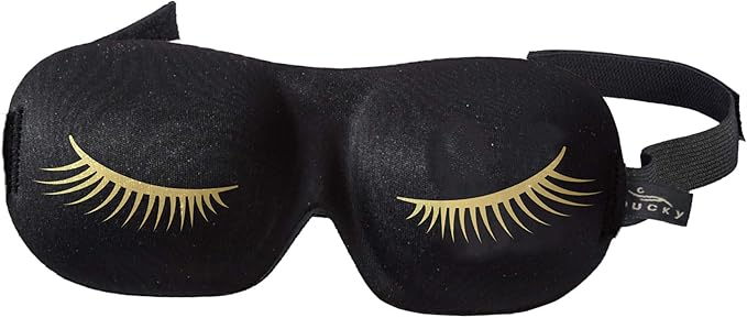 Bucky Ultralight & Comfortable Contoured Sleep Eye Mask, Gold Eyelash, One Size,5824