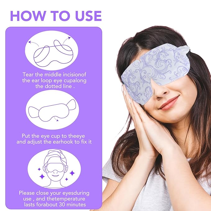 XPCARE 48 Pack Steam Eye Masks for Dry Eyes, Self Heated Steam Warm Eye Mask, Disposable Heated Eye Mask for Dark Circles, Puffy Eyes, Relief Stress Eye Fatigue（Lavender）