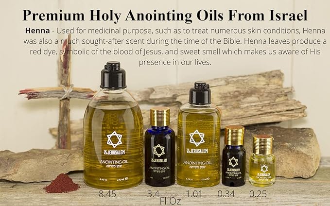 Henna Anointing Oil from Israel, Holy Spiritual Oils Bottles from Jerusalem Blessed, Handmade with Natural Ingredients and Blessed for Wedding Ceremony, Religious Use, 1.01 Fl Oz
